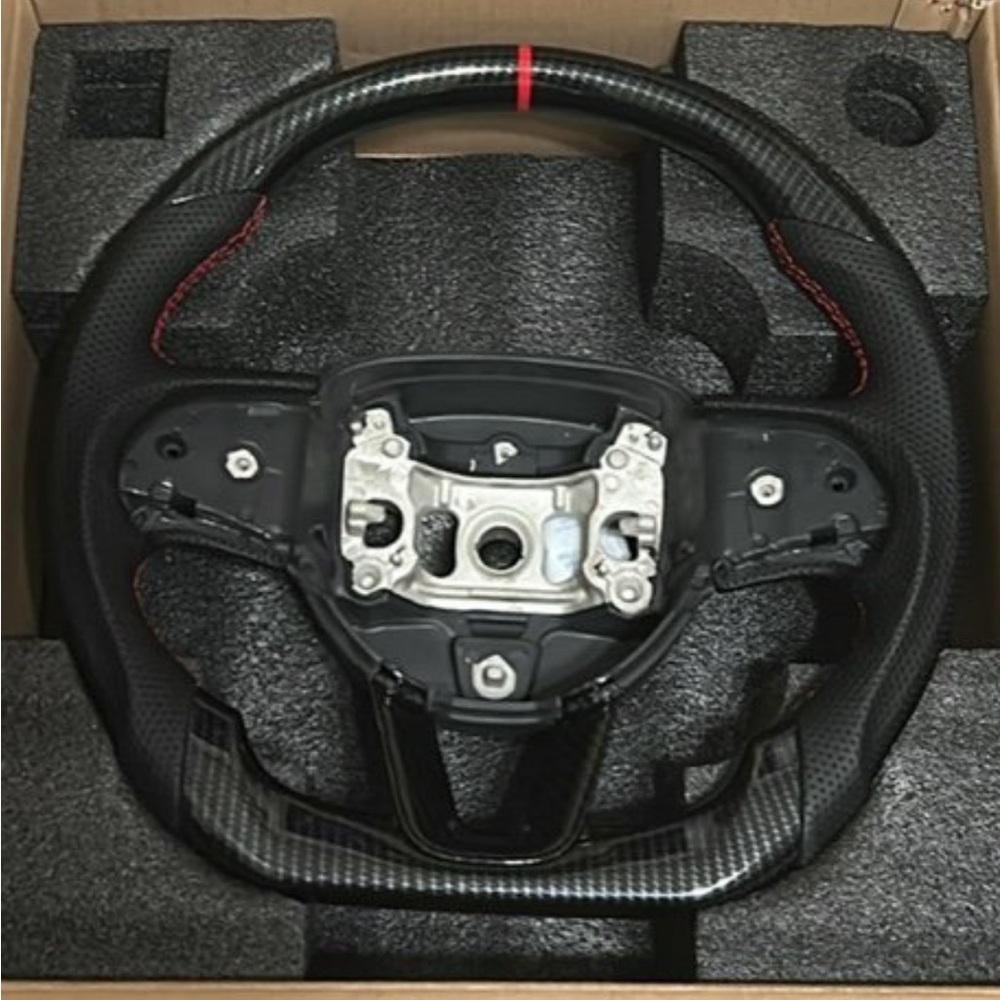 Vicrez Dodge Charger Carbon Fiber Steering Wheel with Red Accent